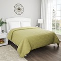 Hastings Home Quilt Coverlet with Basket Weave Quilted Pattern Lightweight Bedding for All Seasons (King, Green) 463687YLP